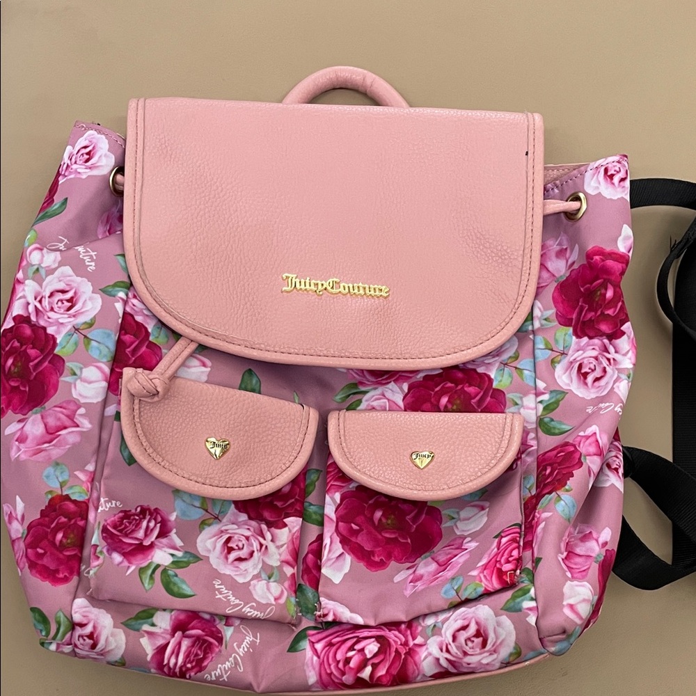 Juicy Couture Rose Print Backpack pre owned excellent condition.
